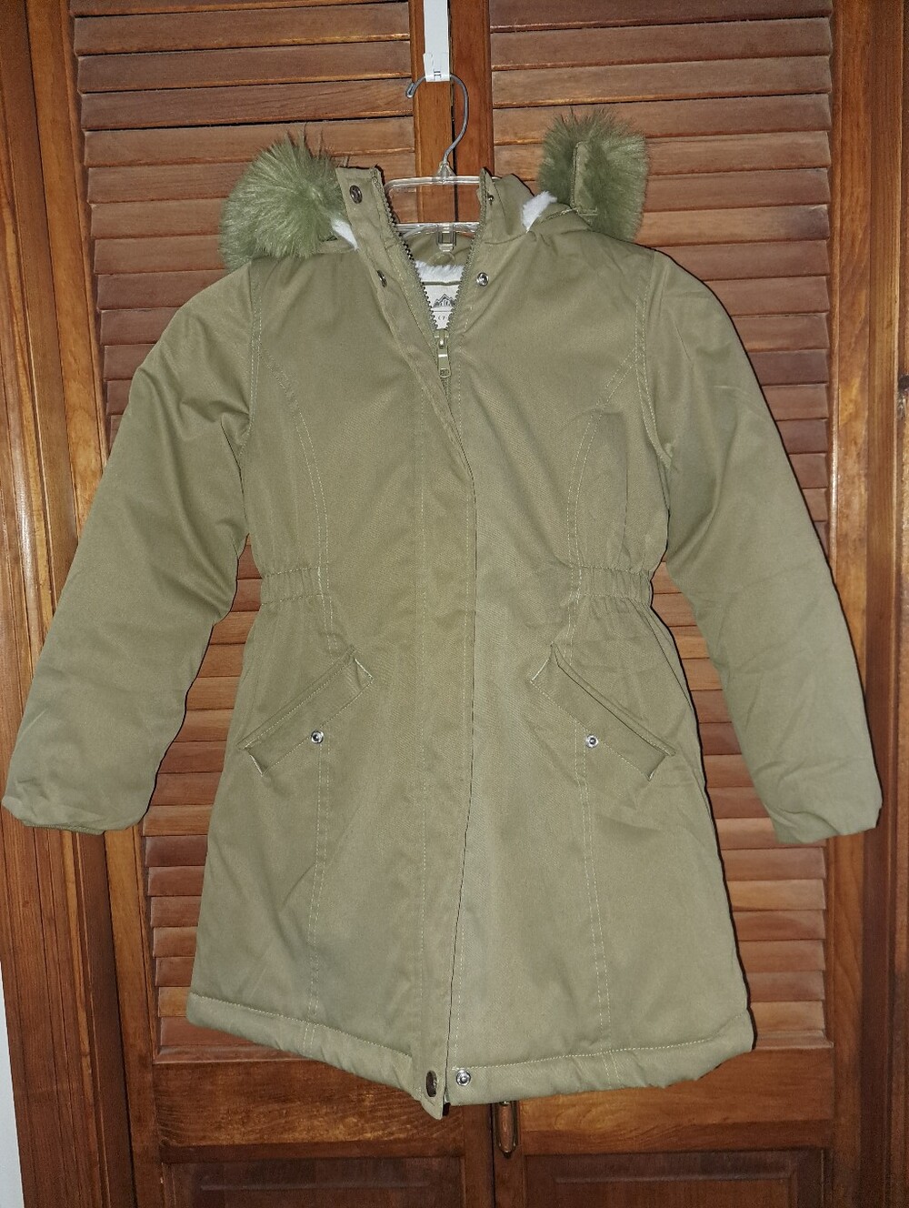 Kids Olive Green Hooded Winter Coat - Brand Unspecified
